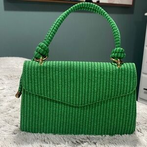 Green Woven Top-Handle Women's Bag